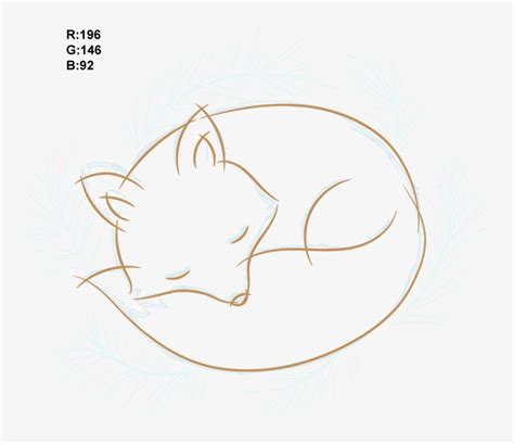 Sleeping Fox Drawing Outline - Sleeping Fox Outline Transparent PNG ...