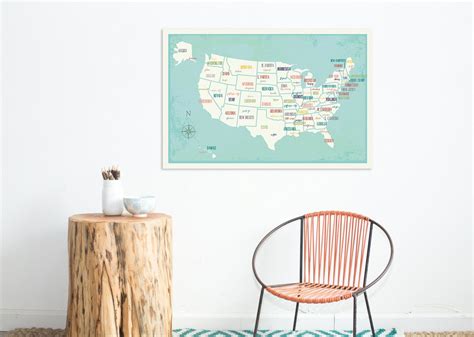 Travel Map US Map Pin Map USA Map Map of USA Map of Us - Etsy