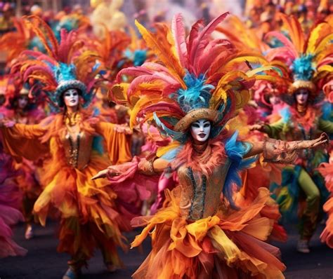 Premium AI Image | A colorful parade of dancers and performers