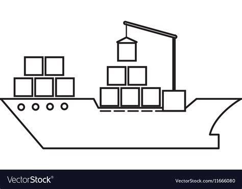 Cargo ship silhouette icon Royalty Free Vector Image