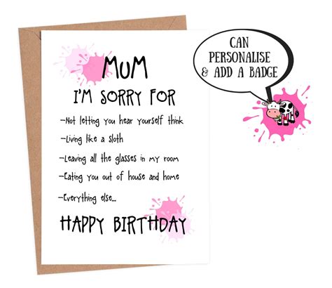 Funny Birthday Card Mum Birthday Card Funny Mom Birthday - Etsy UK