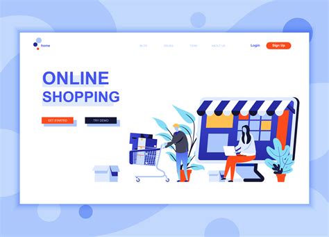 Modern flat web page design template concept of Online Shopping ...