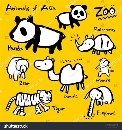 Animal Illustrations Zoo Stock Vector (Royalty Free) 185263508 ...