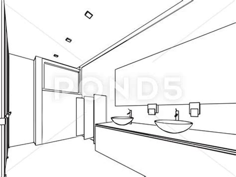 Outline sketch drawing interior perspective of house ~ Clip Art #64478067