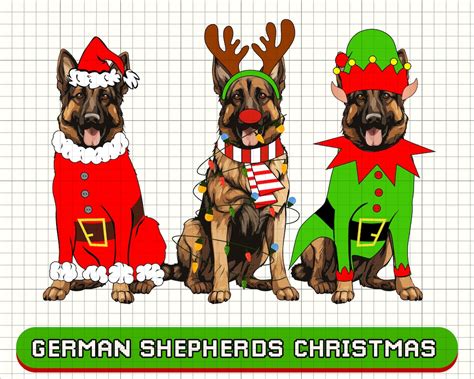 German Shepherd Dog Christmas PNG Three Dog Custom Elf - Etsy