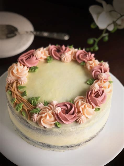 First attempt at decorating a cake with buttercream! spring inspired ...