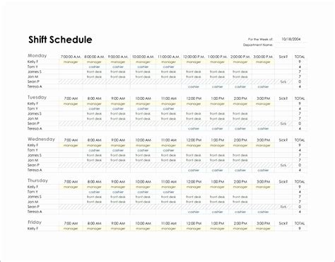 7 Monthly Staff Schedule Template Excel - Excel Templates