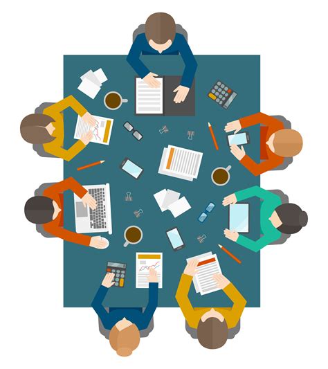 Business Meeting In Top View 453894 Vector Art At Vecteezy