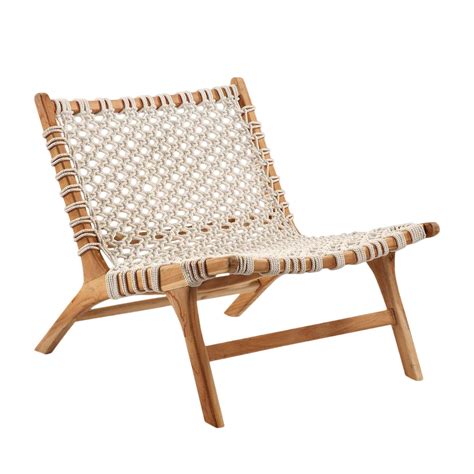 Woven Rope Teak Easy Chair | Chairish