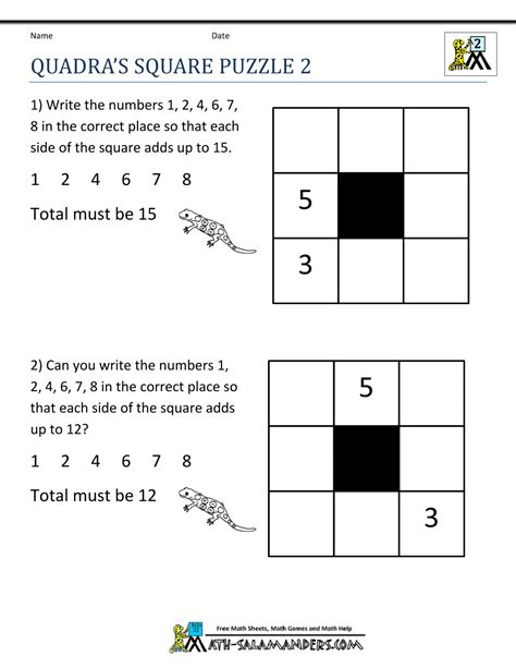 Math Puzzles 2nd Grade