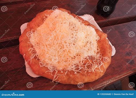 Hungarian langos stock photo. Image of garlic, traditional - 135550682