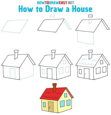 How to Draw a House Step by Step | Drawing for kids, Drawings, Draw