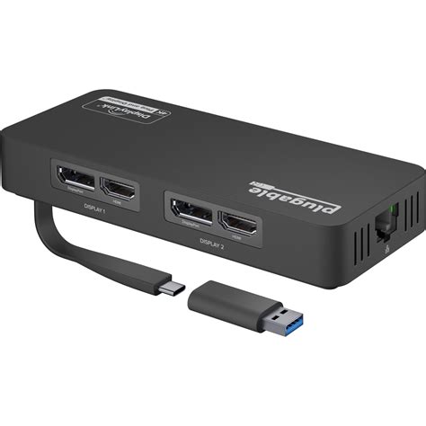 Plugable 4K DisplayPort and HDMI Dual Monitor Adapter with Ethernet for ...