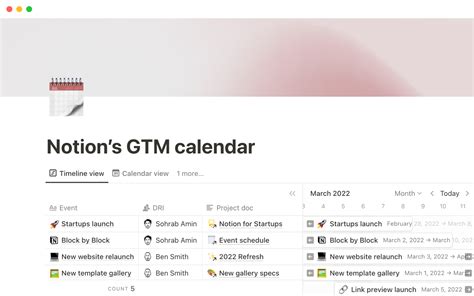 Notion Monthly Calendar Template