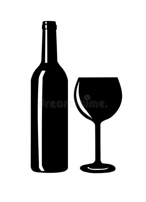 Wine Bottle and Glass Silhouette. Stock Vector - Illustration of ...