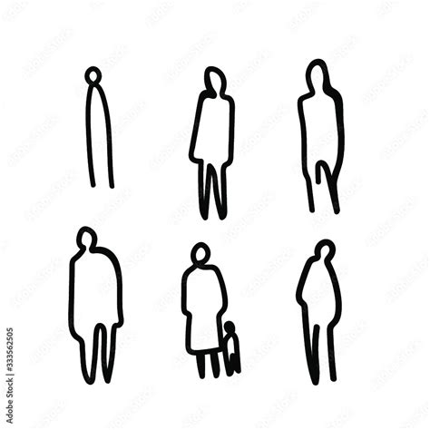 Vector illustration, Outline silhouettes of people, Contour drawing ...