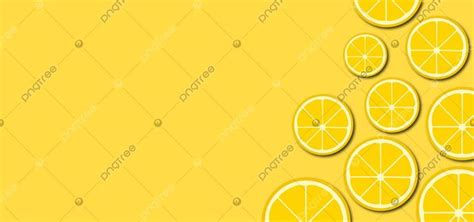 sliced lemons are arranged on a yellow background