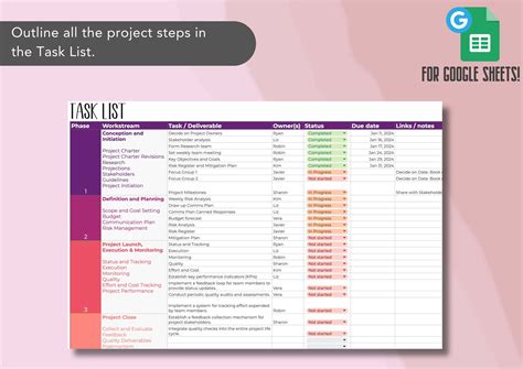 Gantt Chart Template Google Sheets, Project Management Tool, Task ...