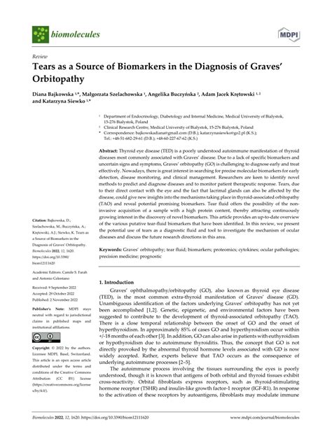 (PDF) Tears as a Source of Biomarkers in the Diagnosis of Graves ...