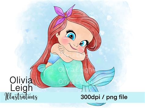 Baby Princess Ariel the Little Mermaid Cute Clipart PNG Files - Etsy