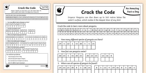 Crack the Code Penguin Worksheet - Teaching Resource - Twinkl