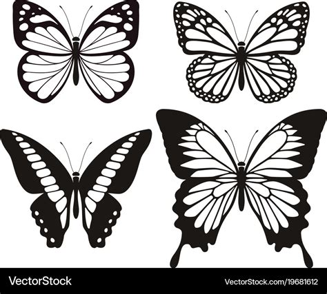 Butterfly silhouette icons set Royalty Free Vector Image