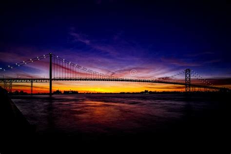 Travel Destinations Colourful Detroit River Sunset Stock Image - Image ...