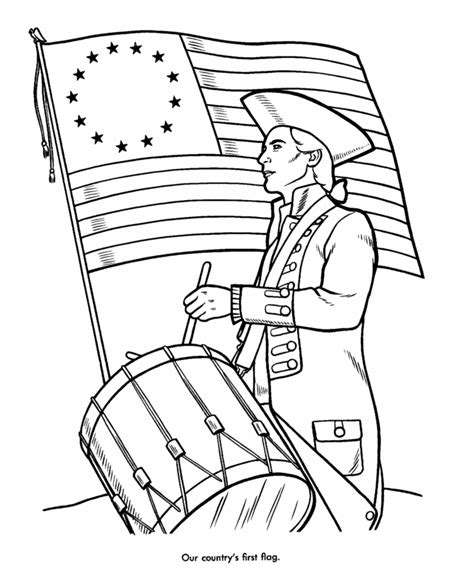 13 Colonies Flag Coloring Page Printable Sheets USA American Symbols ...