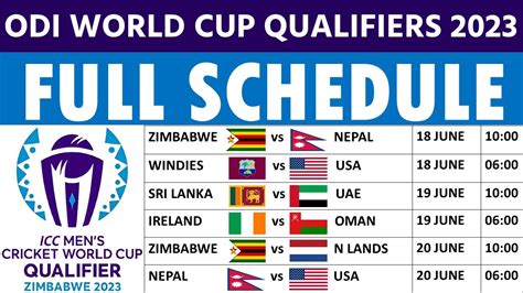 Icc Odi World Cup 2023 Qualifier Schedule Icc Mens Cricket World Cup ...