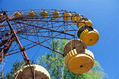 ferris wheel in amusement park. the most famous ghost town Pripyat near ...