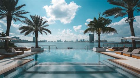 Wallpaper Miami, south beach, hotel, pool, sunbed, water, palm, sky ...