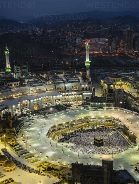 The Hajj annual Islamic pilgrimage to Mecca, Saudi Arabia. Aerial view ...