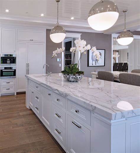 50 Kitchen Island Design Ideas With Marble Countertops - SWEETYHOMEE