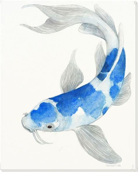 Blue Koi Fish II Wrapped Canvas Giclee Print Wall Art - Wall Decor ...