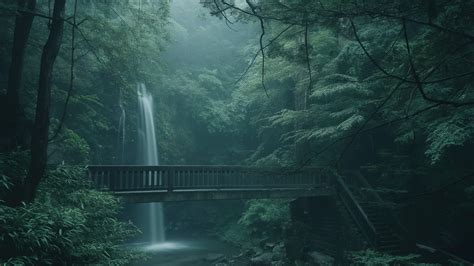 Forest Wallpaper (Serene waterfall, Scenic bridge) #585