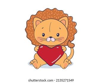 Cute Little Lion Cub Hugging Big Stock Vector (Royalty Free) 2135271549 ...