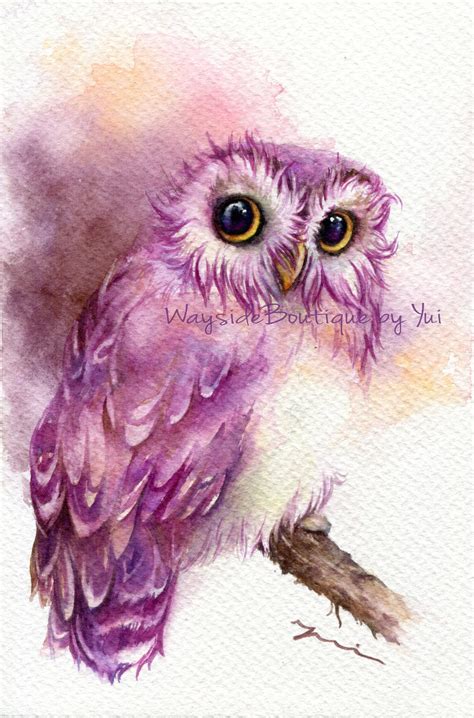 PRINT Owl Watercolor Painting 7.5 X 11 - Etsy