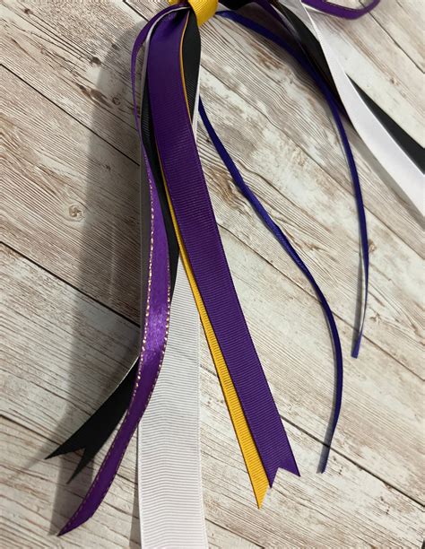 Purple and Gold Hair Ribbon Bow School Spirit Team Hair - Etsy