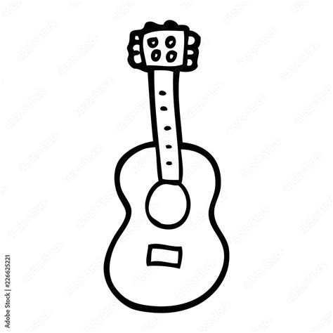 line drawing cartoon guitar Stock Vector | Adobe Stock