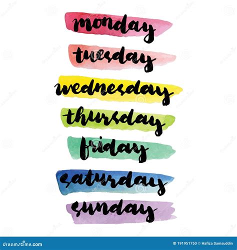 Days of the Week Text. Vector Illustration Decorative Design Stock ...