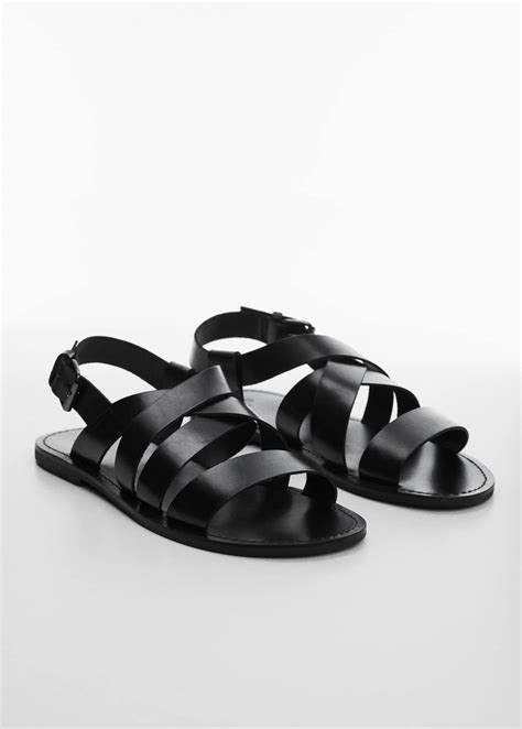 Leather sandals with straps - Men | Mango Man USA