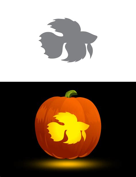 Printable Betta Fish Pumpkin Stencil