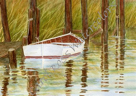 Row Boat Watercolor Matted Print - Etsy