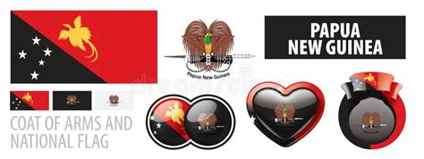 Vector Set of the Coat of Arms and National Flag of Papua New Guinea ...