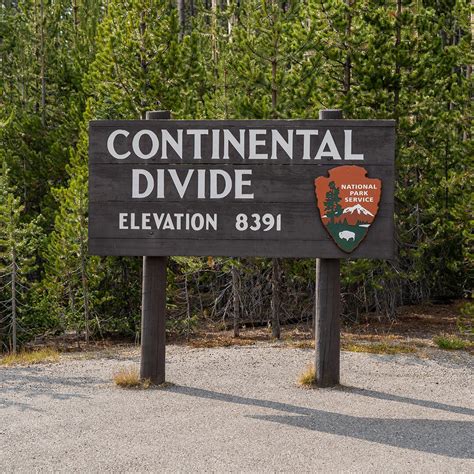 Continental Divide Sign in Yellowstone National Park, WY (2 Photos)