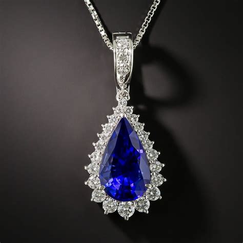 Pear-Shaped Tanzanite and Diamond Pendant Necklace. | Antique Jewelry ...