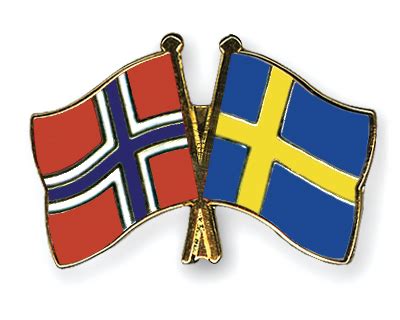 Crossed Flag Pins Norway-Sweden Flags