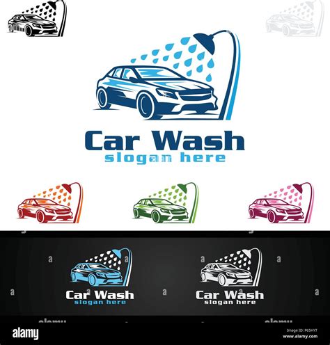 Car Wash Logo, Cleaning Car, Washing and Service Vector Logo Design ...