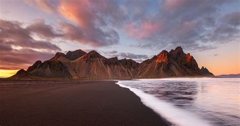 Sunset at Vestrahorn Mountain and Stokksnes Beach in Iceland - Alexios ...