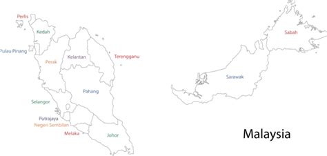 Map Of Malaysia Boundary District Geography Vector, Boundary, District ...